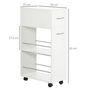 Voir la diapositive 3 : HOMCOM Chariot desserte de cuisine - tiroir, 2 étagères - dim. 25L x 50l x 85H cm - panneaux acier blanc