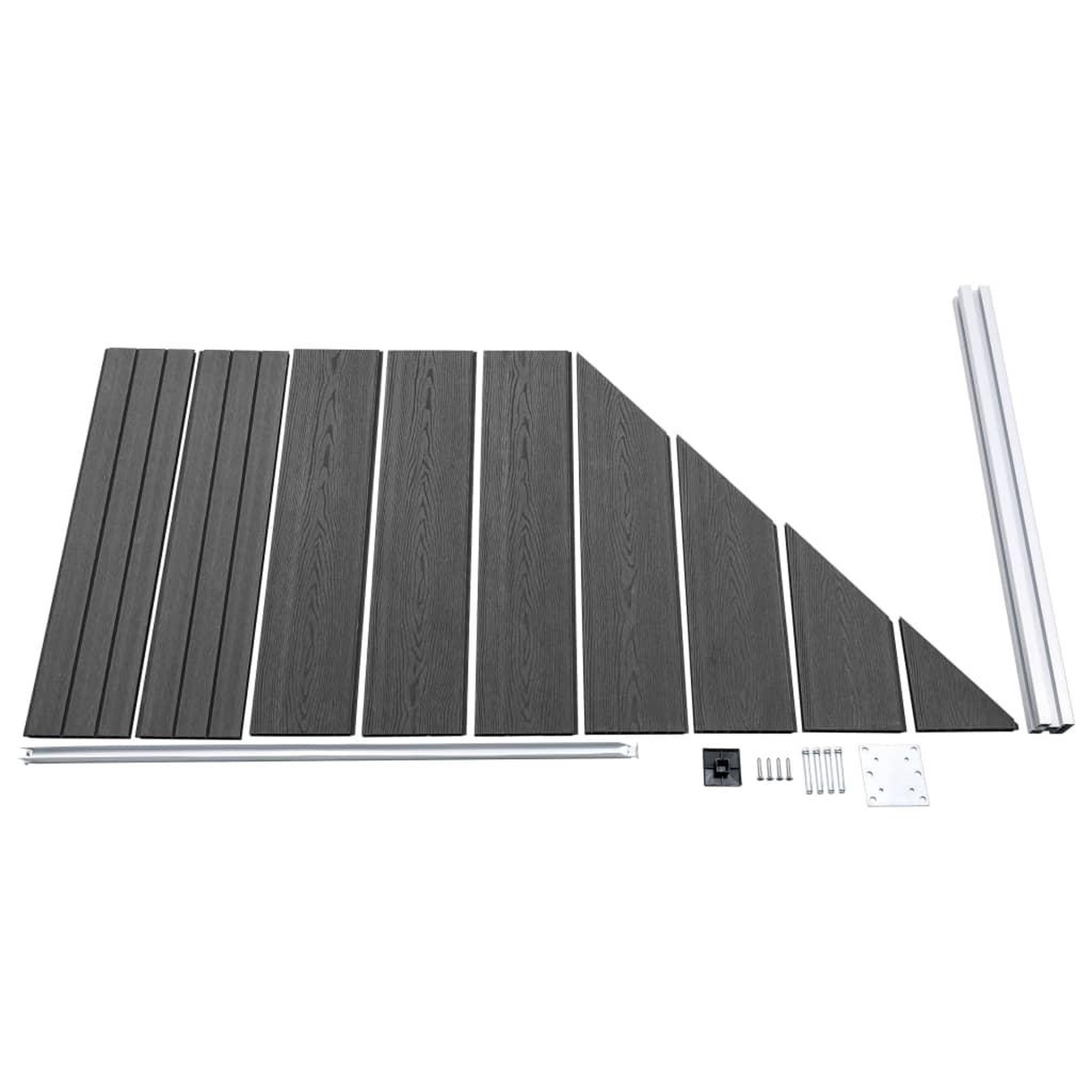 Voir la diapositive 5 : VIDAXL Ensemble de panneau de cloture WPC 619x(105-186) cm Noir