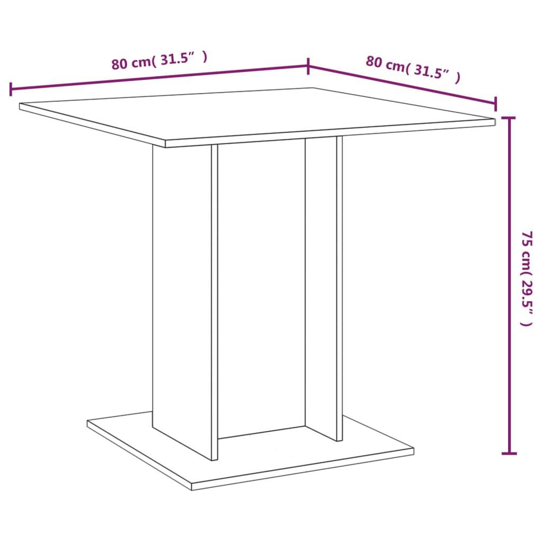 Voir la diapositive 6 : VIDAXL Table a dîner Sonoma gris 80x80x75 cm Bois d'ingenierie