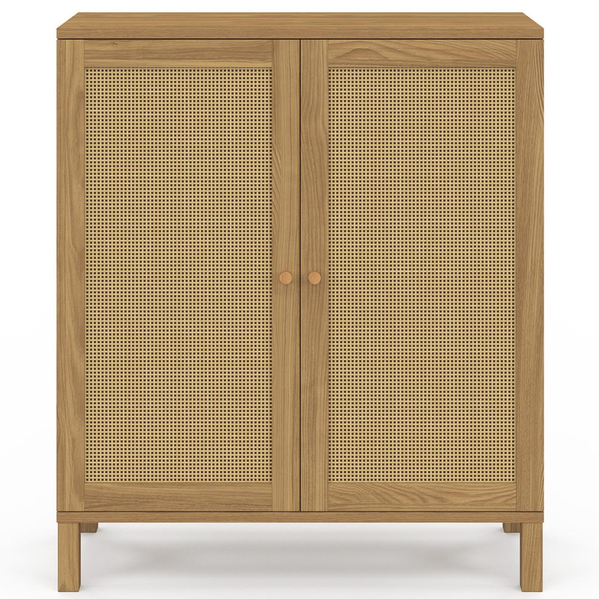 Voir la diapositive 3 : ID MARKET Buffet d'appoint vintage 2 portes 70 cm hanae effet naturel cannage