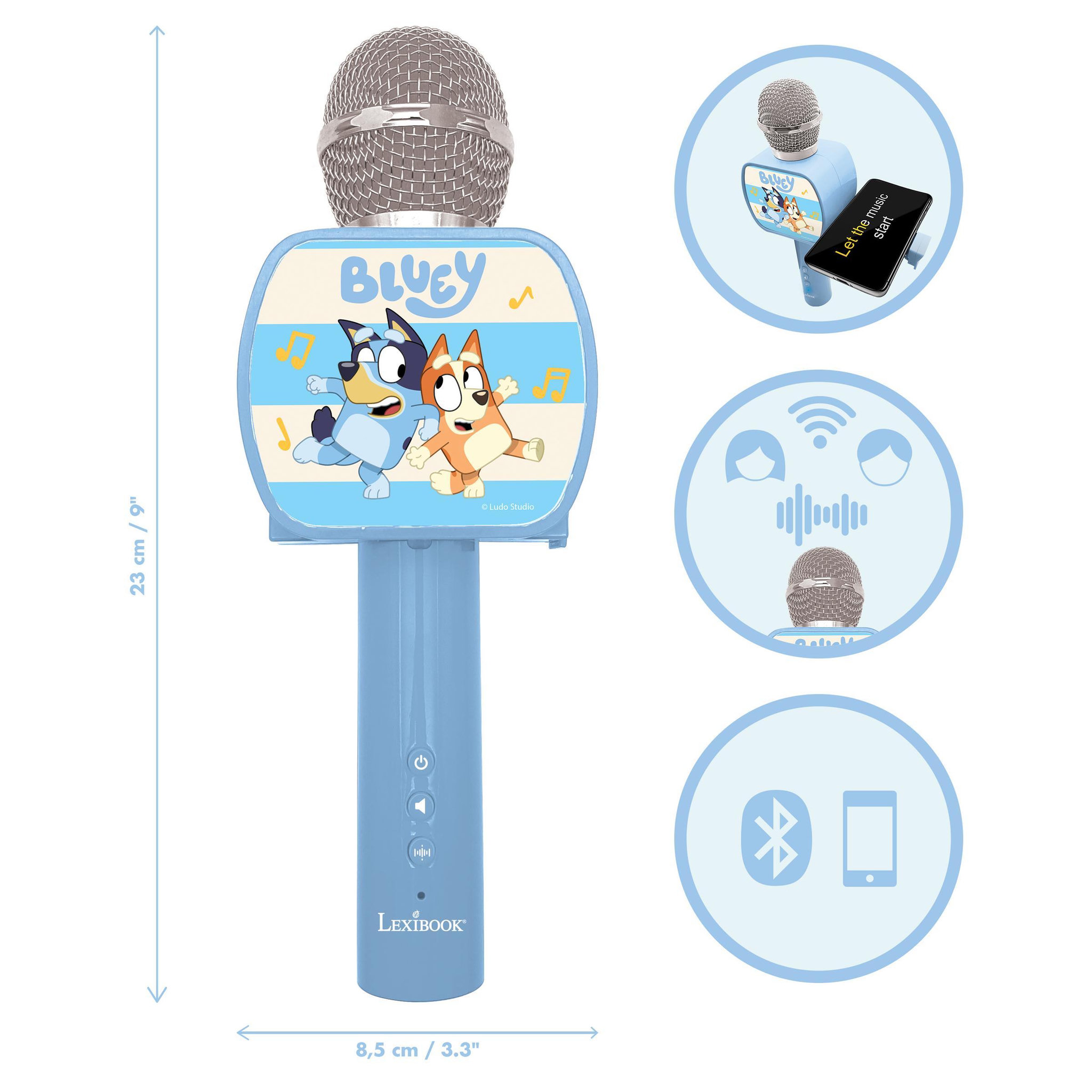 Voir la diapositive 2 : Lexibook Micro Karaoké Sans Fil Bluey avec Enceinte Bluetooth