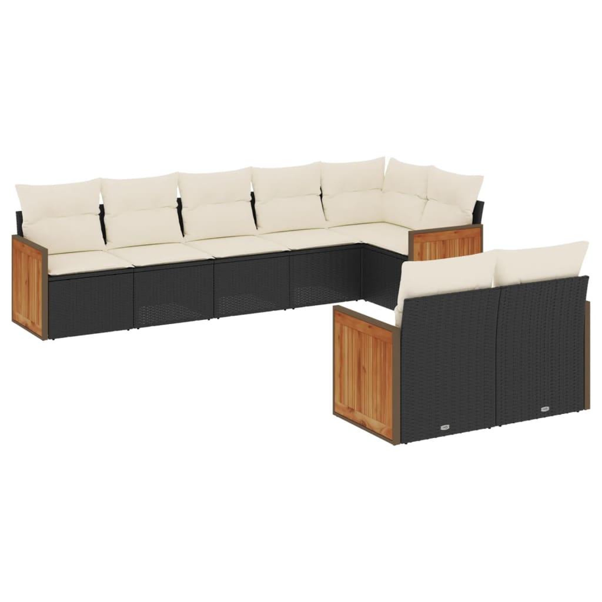 Voir la diapositive 2 : VIDAXL Salon de jardin 8 pcs avec coussins noir resine tressee