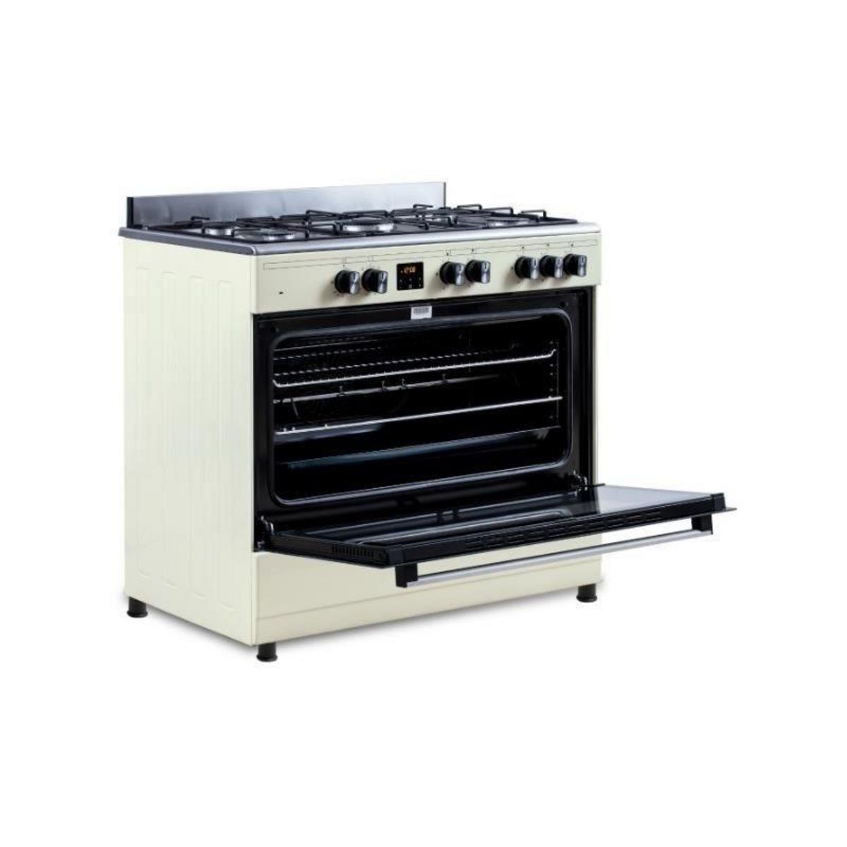 CONTINENTAL EDISON Cuisiniere piano four multifonctions catalyse - CONTINENTAL EDISON - CECP9060CD - 95 L - L90 x H85 cm - Creme / Inox