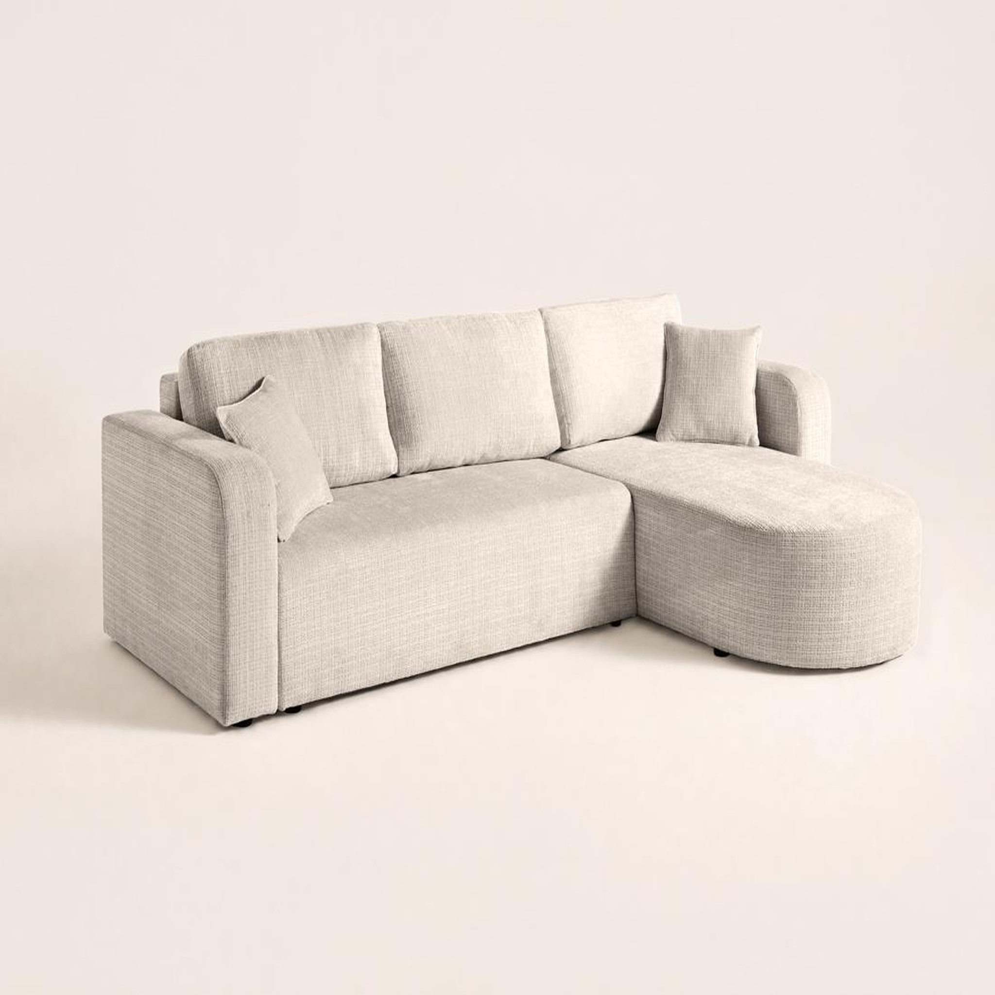 Voir la diapositive 5 : BEST MOBILIER Miro - canapé d'angle réversible - 4 places - convertible avec coffre - en velours texturé