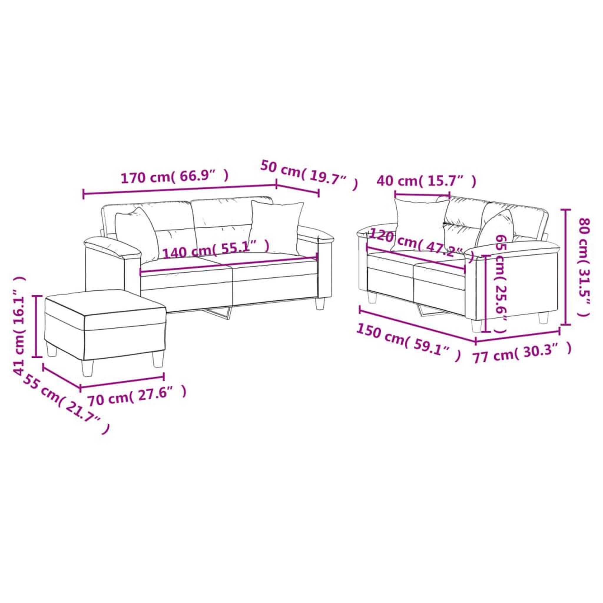 Voir la diapositive 6 : VIDAXL Ensemble de canapes 3 pcs avec coussins gris similicuir