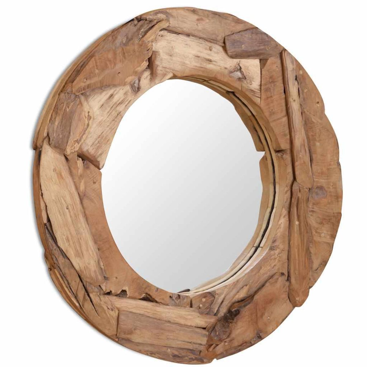 VIDAXL Miroir decoratif Teck 80 cm Rond