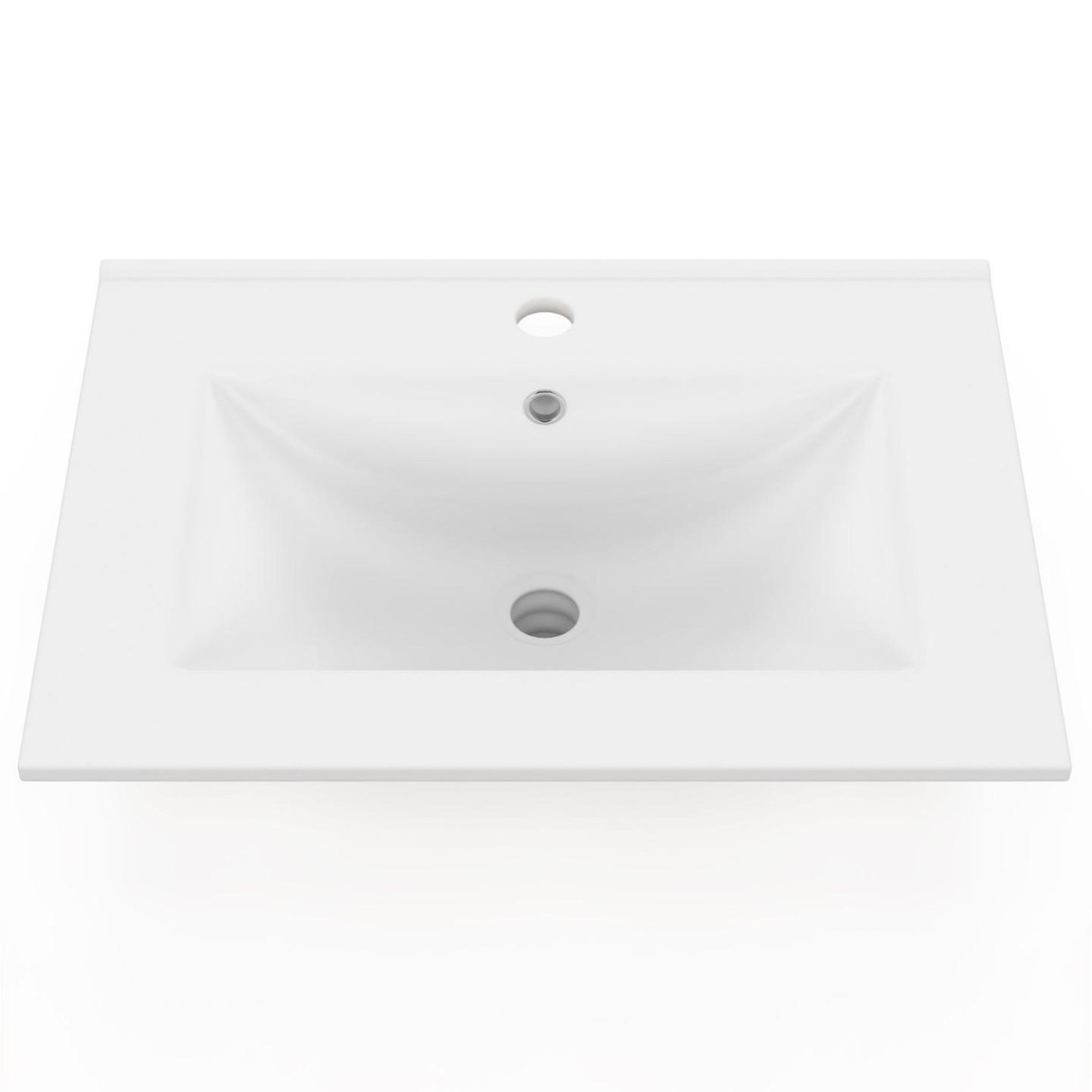 Voir la diapositive 3 : ID MARKET Vasque à encastrer rectangle en céramique blanche l. 61 x l. 46 x h. 17 cm