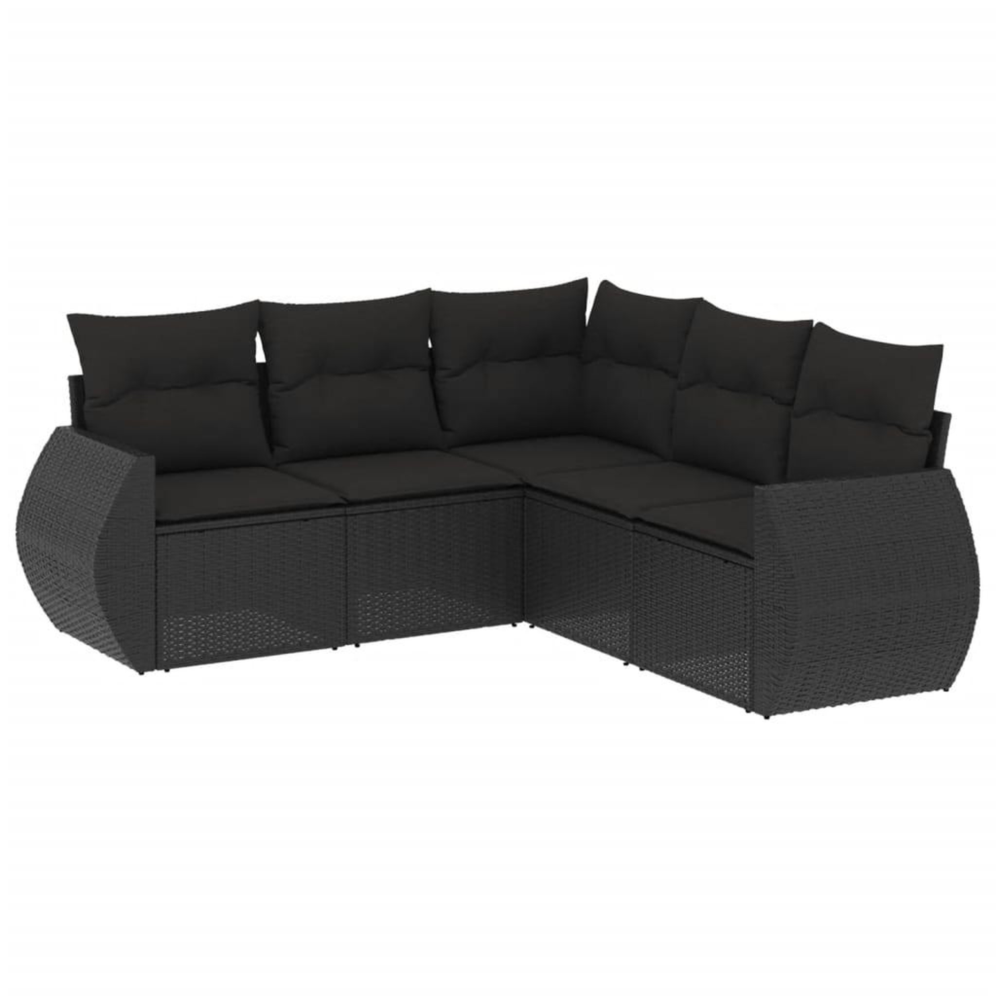 Voir la diapositive 2 : VIDAXL Salon de jardin 5 pcs avec coussins noir resine tressee