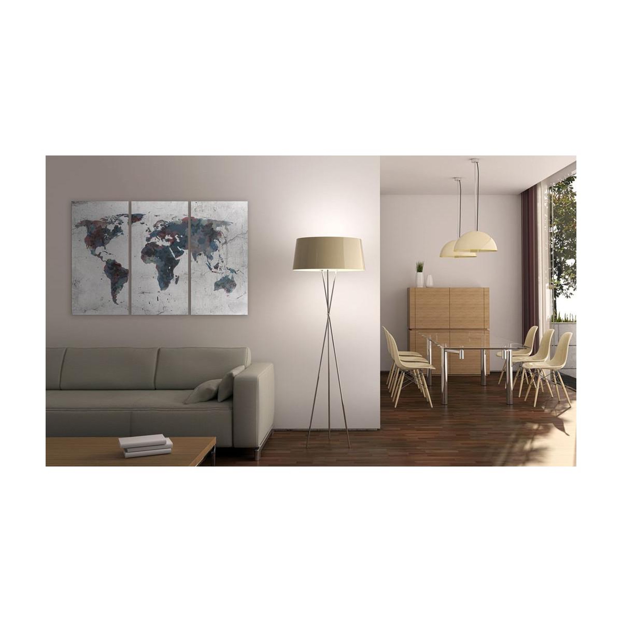 Voir la diapositive 2 : Paris Prix Tableau imprimé 3 panneaux  continents inconnus