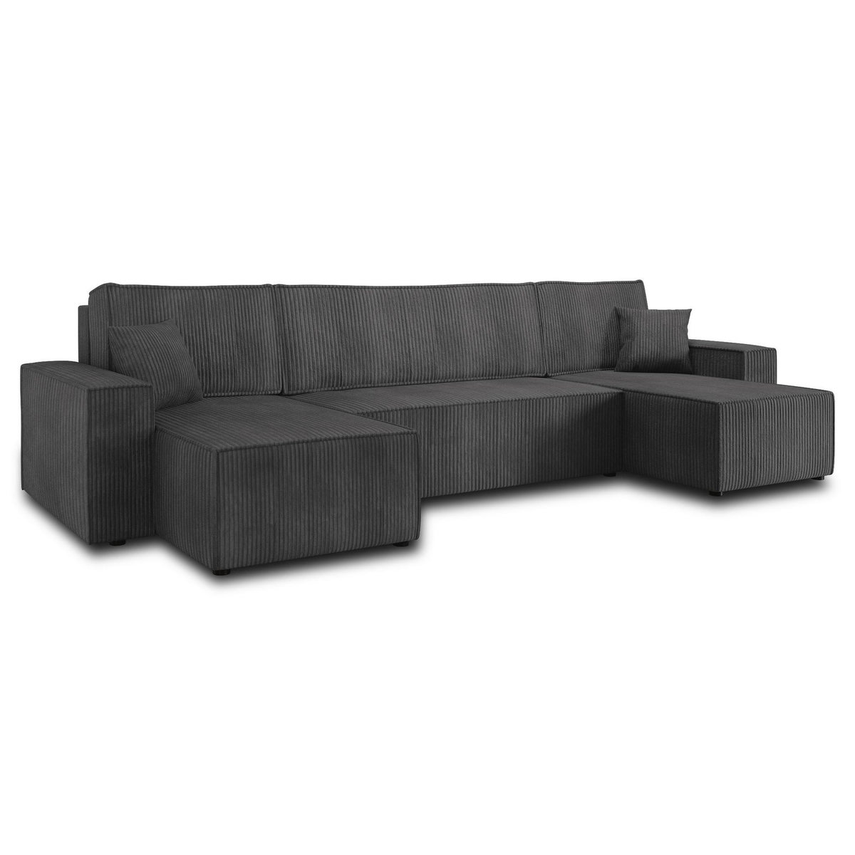 BEST MOBILIER Cezanne - canapé panoramique en u - 7 places - convertible avec coffre - en velours côtelé