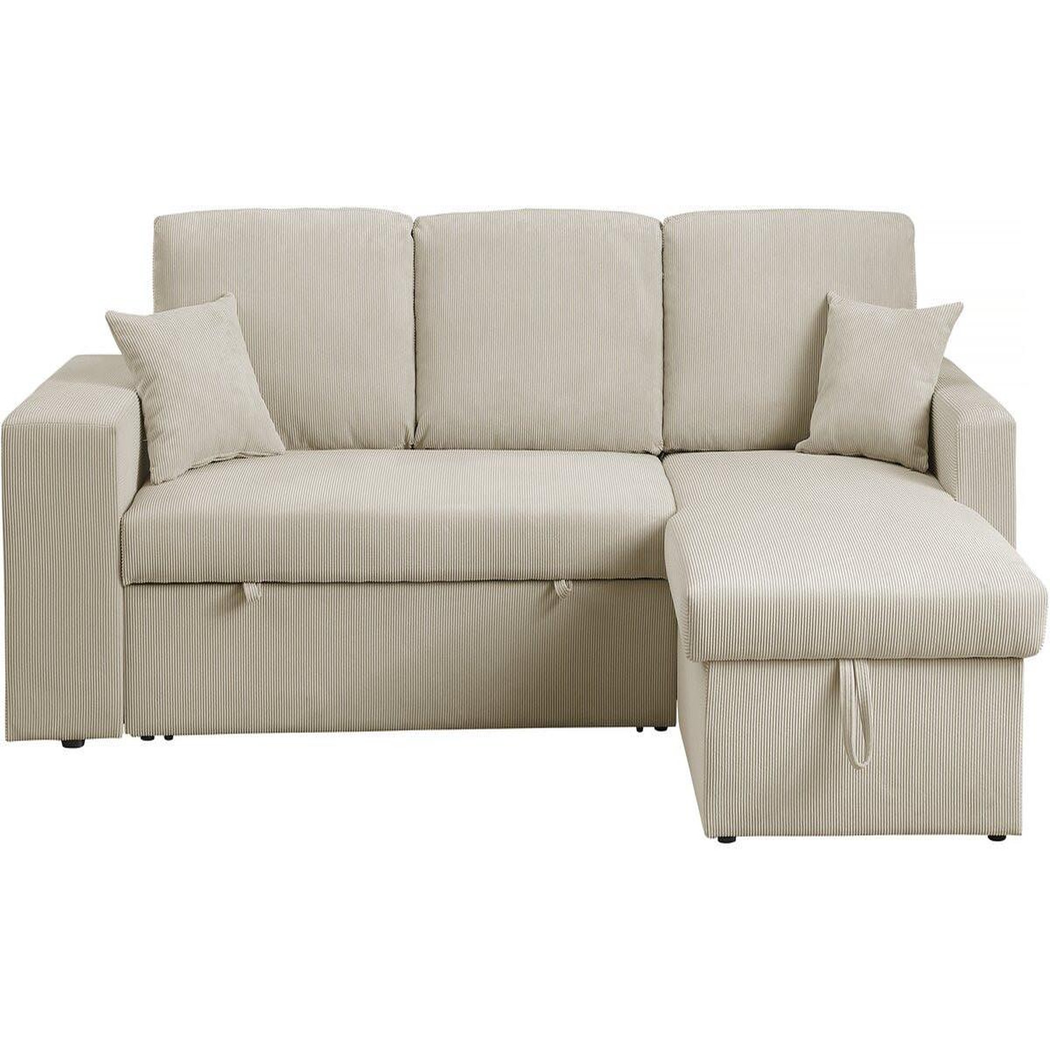Habitat et Jardin Canapé d'angle en velours côtelé convertible/réversible  axel  - 3 places - beige
