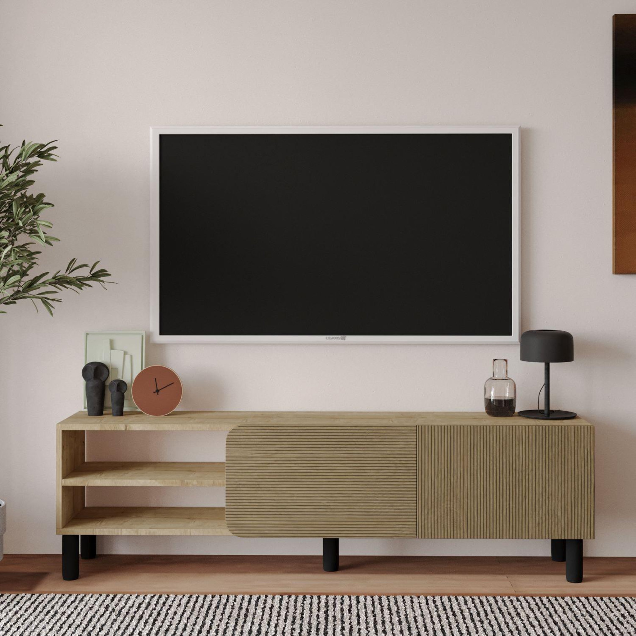 Voir la diapositive 2 : Habitat et Jardin Meuble tv en bois  river  - 150 x 31 x 48 cm - beige