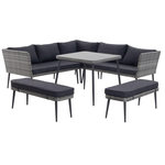 CONCEPT USINE Salon de jardin 9 places en résine gris BARACOA