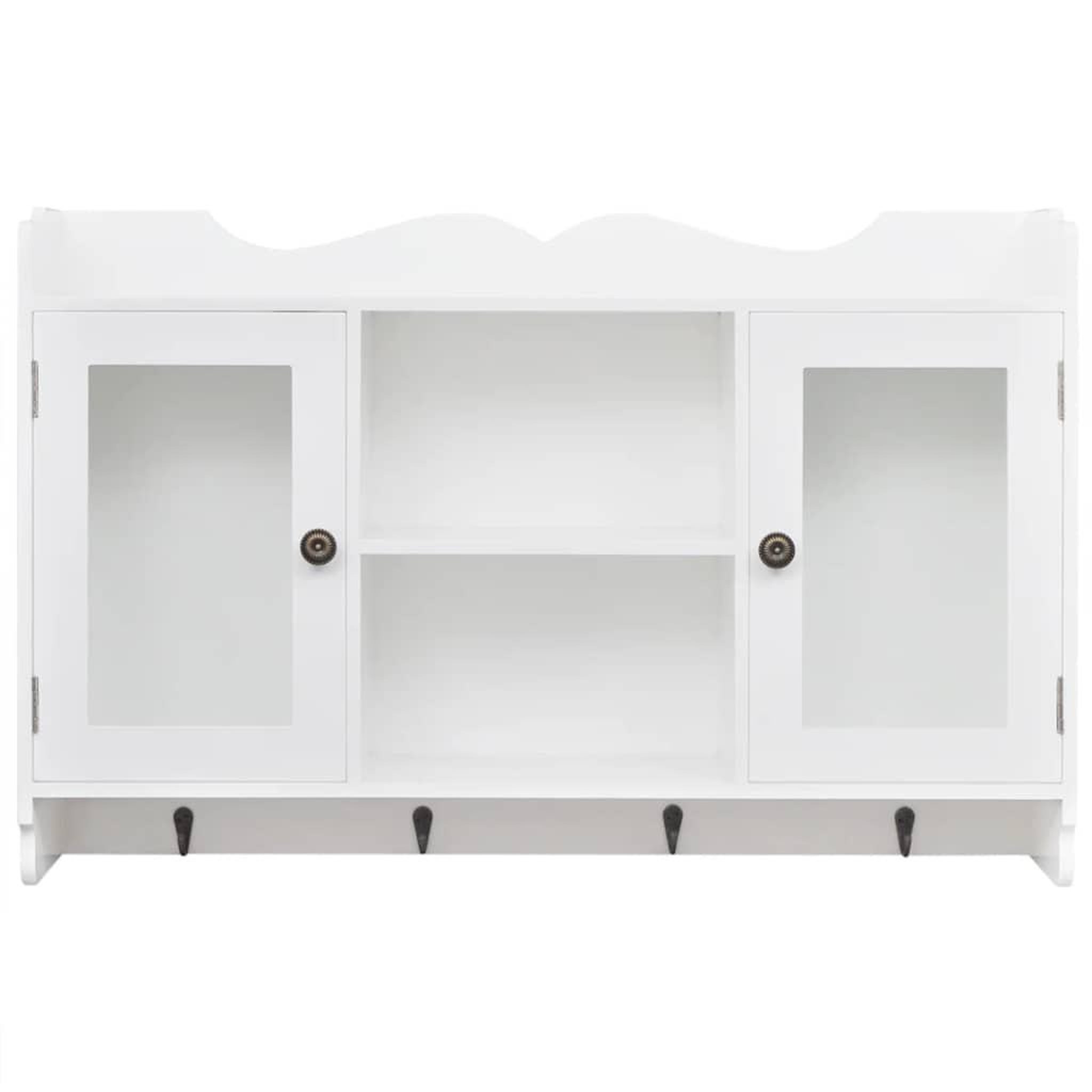 Voir la diapositive 3 : VIDAXL Vitrine murale avec etagere de livre / dvd / verre en mdf blanc