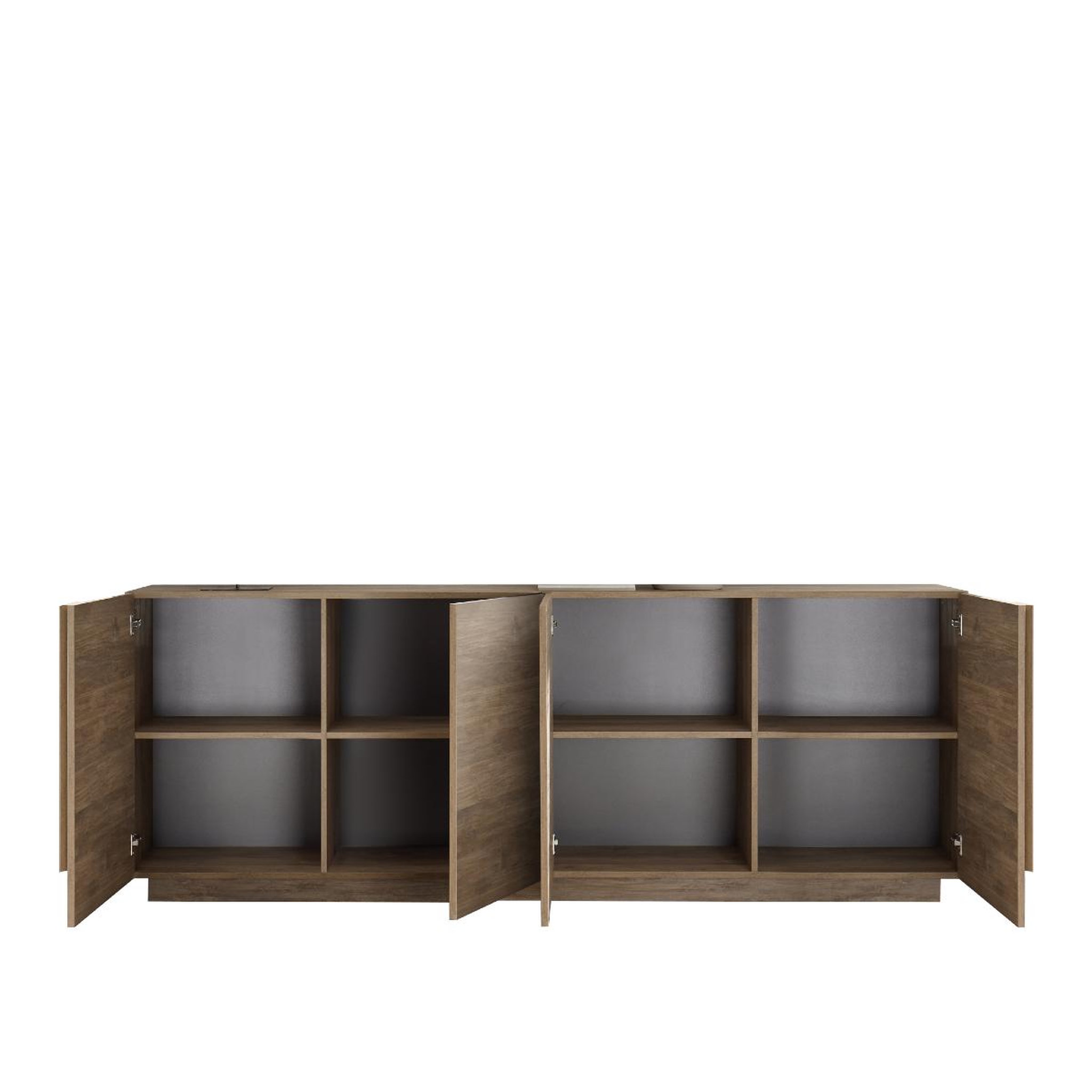 Voir la diapositive 5 : JLC KREATION Enfilade contemporaine coloris bois 4 portes 240cm terra
