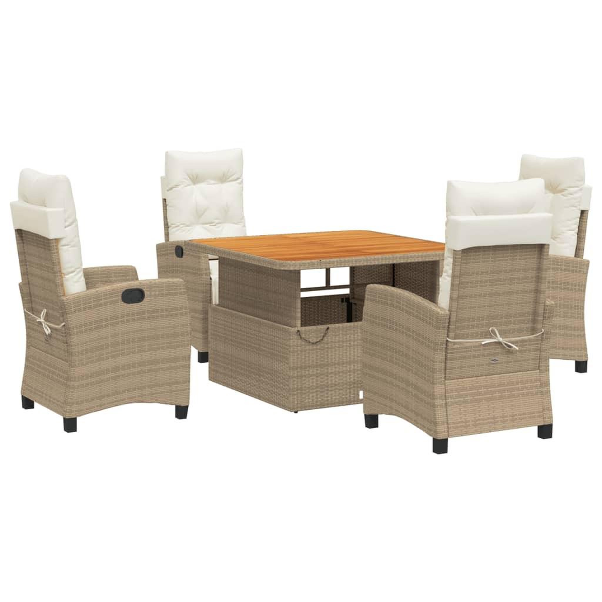 Voir la diapositive 2 : VIDAXL Ensemble a manger de jardin avec coussins 5pcs Beige poly rotin