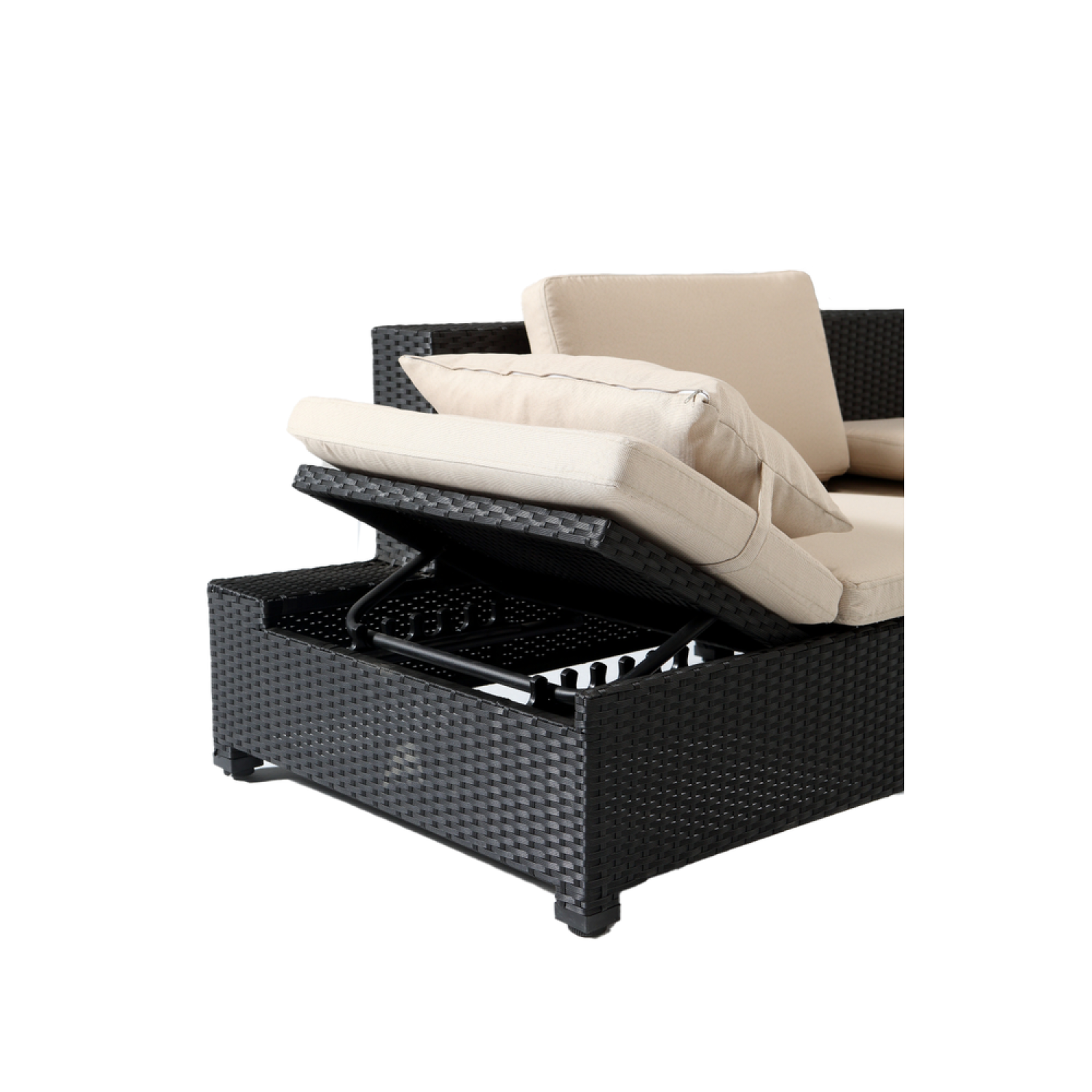Voir la diapositive 6 : CONCEPT USINE Salon de jardin en résine tressée écru et noir corfou