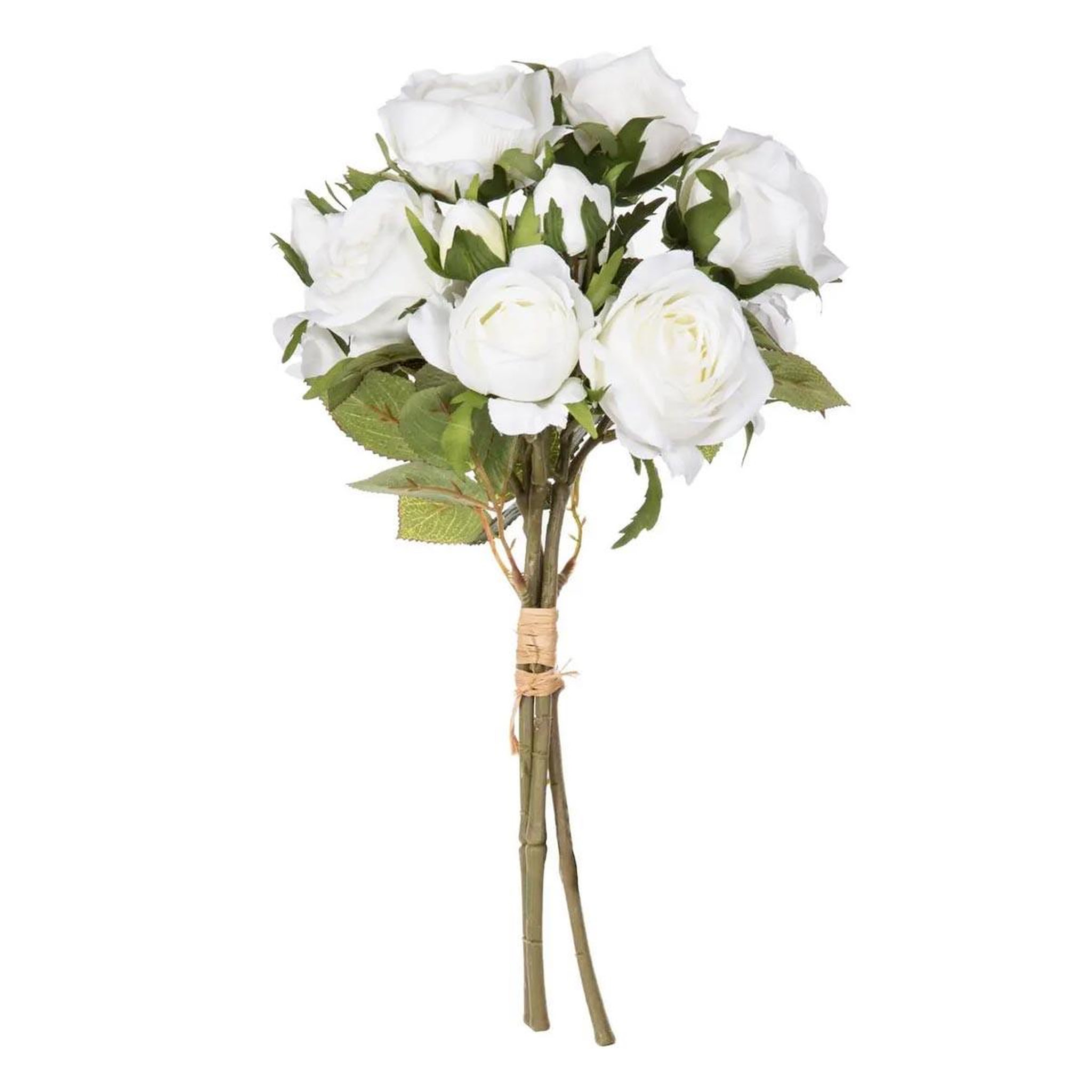 ATMOSPHERA Bouquet de fleurs  14 roses  40cm blanc