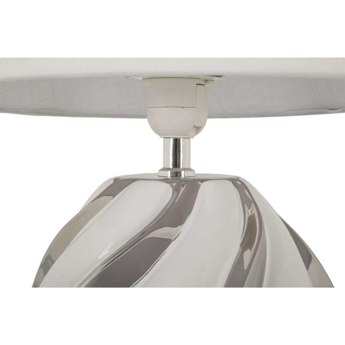 Paris Prix Lampe à Poser en Céramique  Shiney  42cm Blanc & Argent