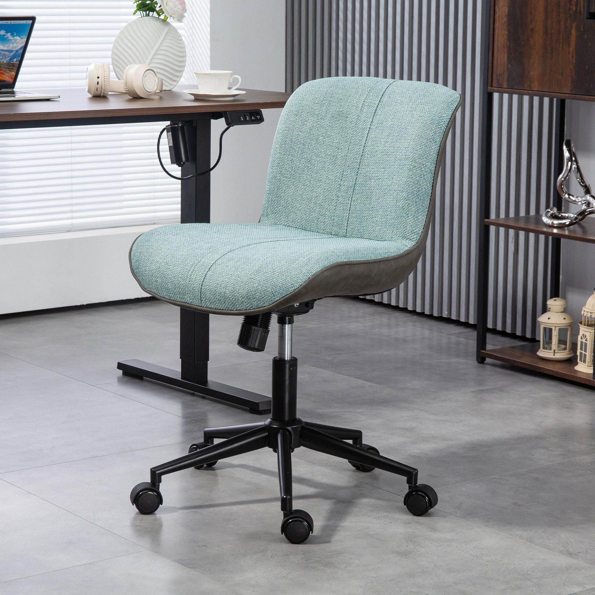 Voir la diapositive 1 : HOMCOM Chaise de bureau tissu grand confort réglable fonction à bascule vert