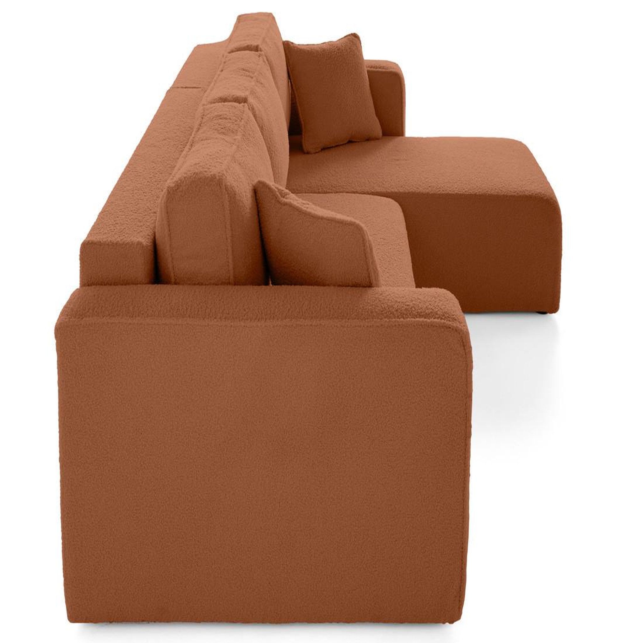 Voir la diapositive 4 : BEST MOBILIER Topaze - canapé d'angle déhoussable réversible 4 places en tissu bouclette