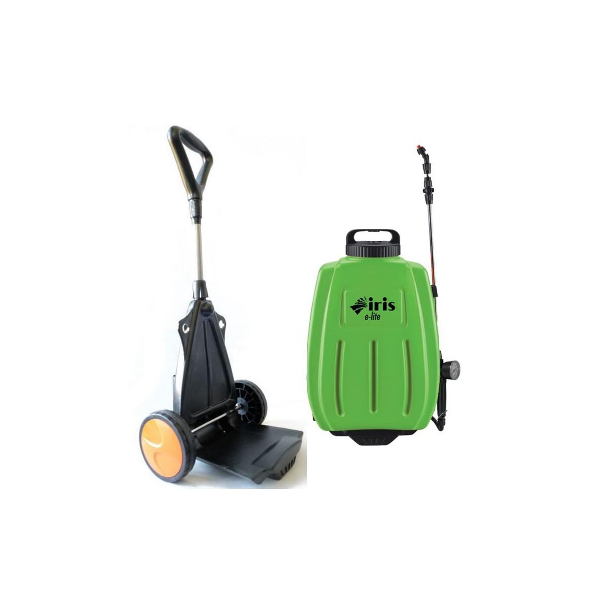 Voir la diapositive 1 : Iris Pulverisateur électrique 16L Batterie Lithium 8Ah Chariot trolley et Bretelles Chargeur + 3 buses IRIS
