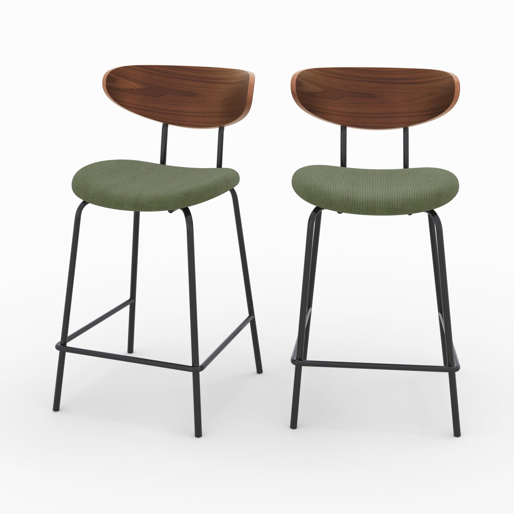 MAISON PAVANE Lot de 2 chaises pour îlot central en velours côtelé kaki 64.5 cm-jade