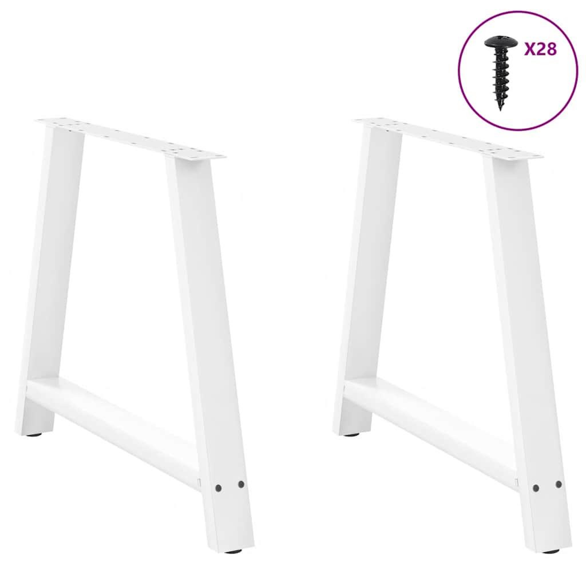 Voir la diapositive 3 : VIDAXL Pieds de table basse forme de A 2 pcs blanc 100x(72-73)cm acier