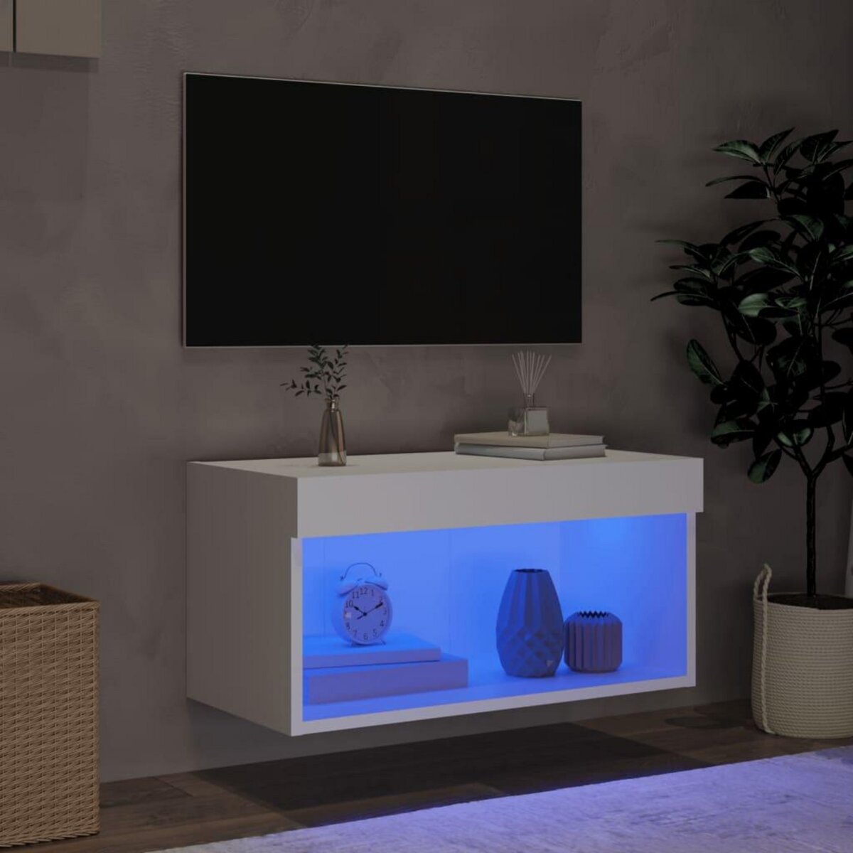 VIDAXL Meuble TV avec lumieres LED blanc 60x30x30 cm
