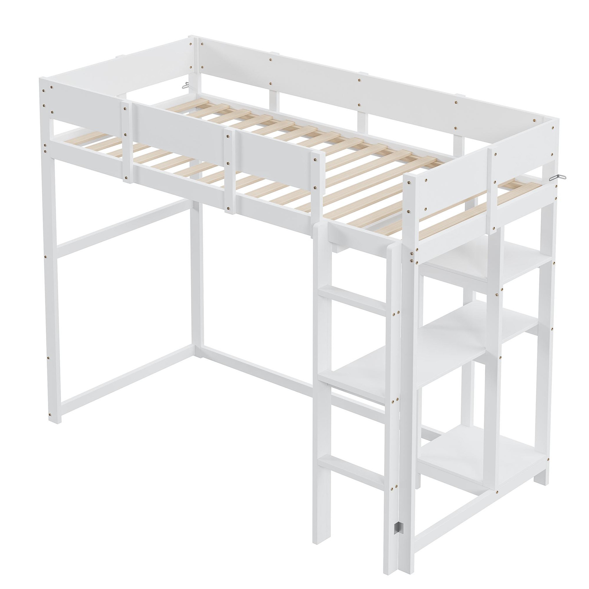 Voir la diapositive 5 : MERAX Lit mezzanine 90x200 cm coloris blanc bois massif