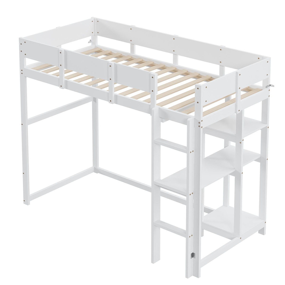 MERAX Lit mezzanine 90x200 cm coloris blanc bois massif