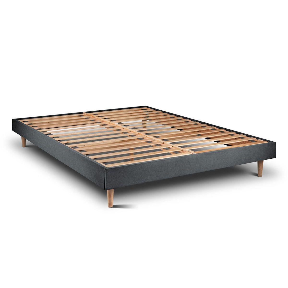 Sommeil de Plomb Lit avec tête de lit capitonnée velours et sommier kit - Hauteur totale : 29cm