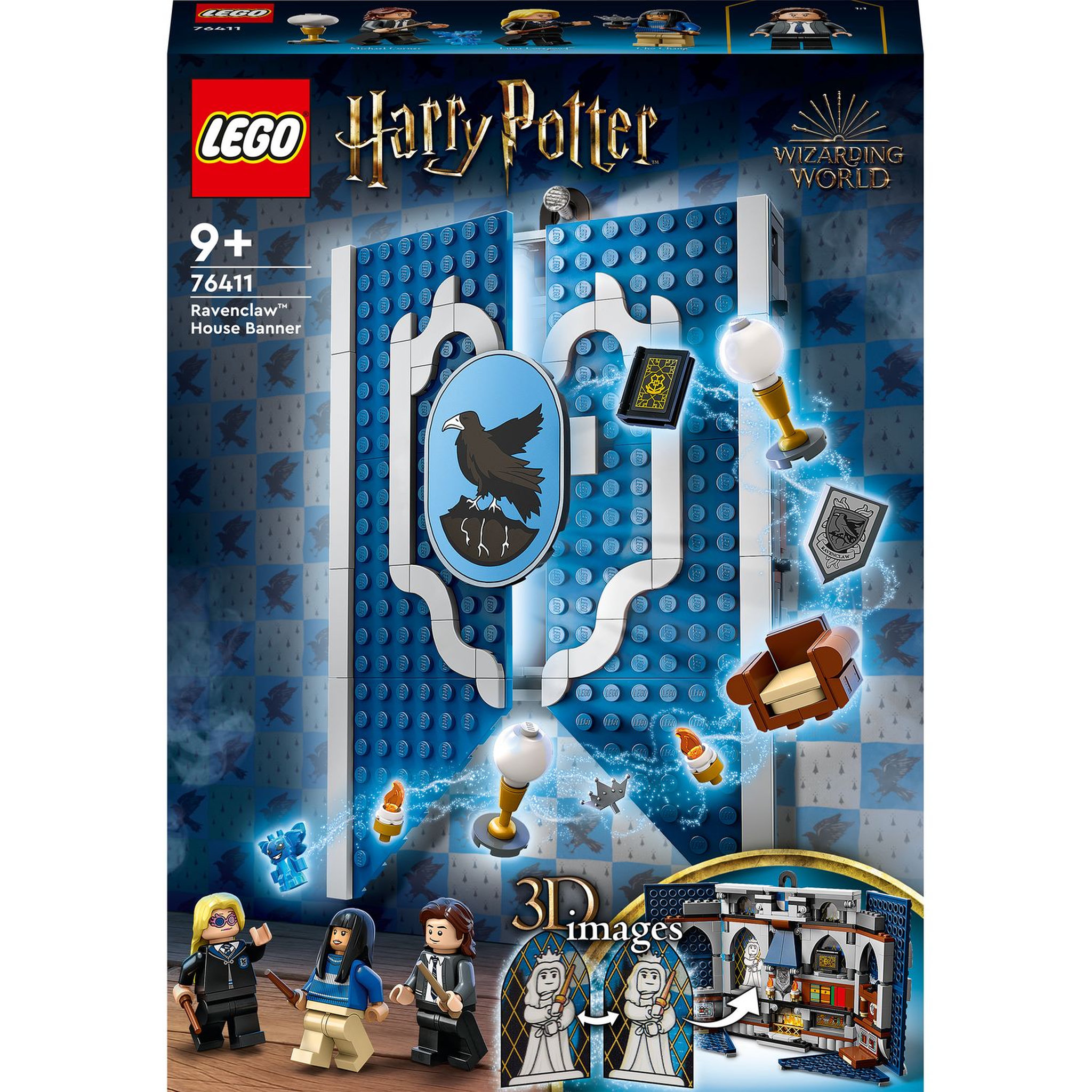 LEGO Harry Potter 76411 - Le blason de la maison Serdaigle, Jouet avec 3 Minifigurines et Diadème, Décoration Murale Salle Commune Château de Poudlard, Collection