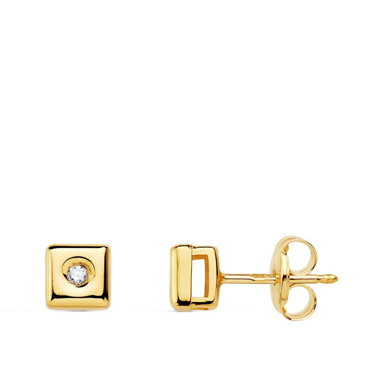 L'ATELIER D'AZUR Boucles d'Oreilles Solitaires Diamants de Synthèse 0.03 Carats - Or 18 Carats 750 Jaune