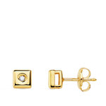 L'ATELIER D'AZUR Boucles d'Oreilles Solitaires Diamants de Synthèse 0.03 Carats - Or 18 Carats 750 Jaune