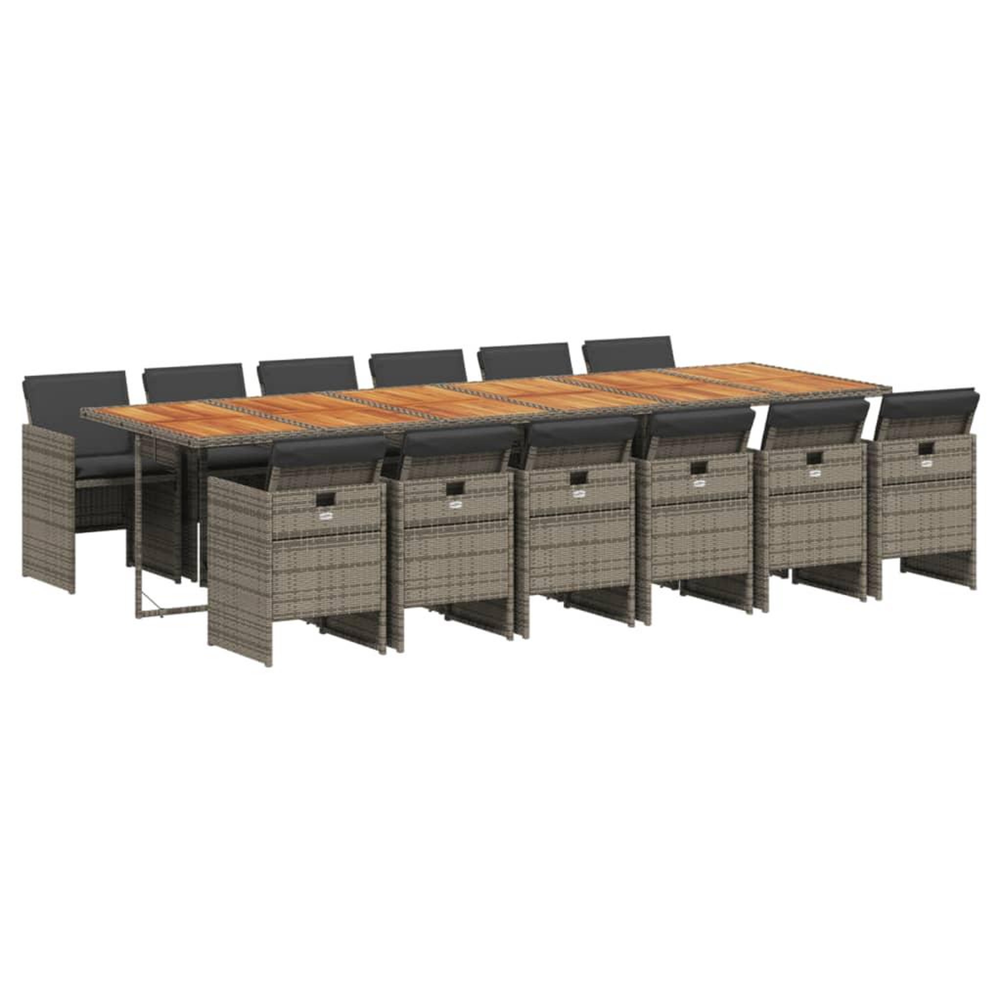 Voir la diapositive 2 : VIDAXL Ensemble a manger de jardin coussins 13 pcs gris resine tressee