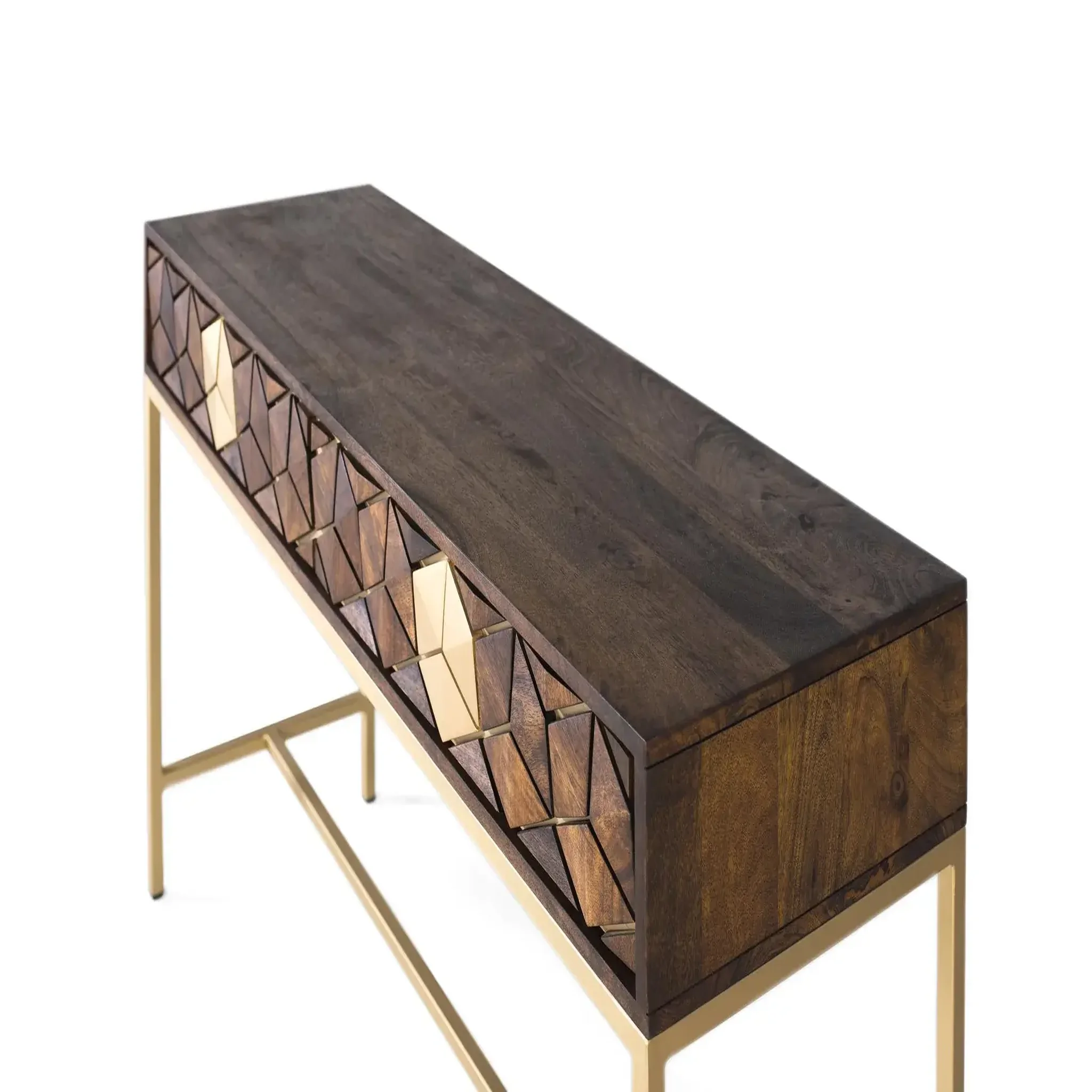 Voir la diapositive 4 : GINER Y COLOMER SL Console en bois de manguier 122 cm style rustique moderne