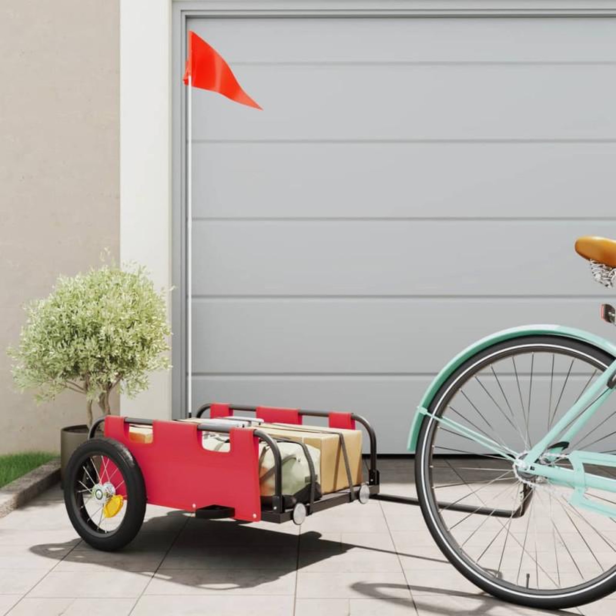 VIDAXL Remorque de vélo rouge tissu oxford et fer