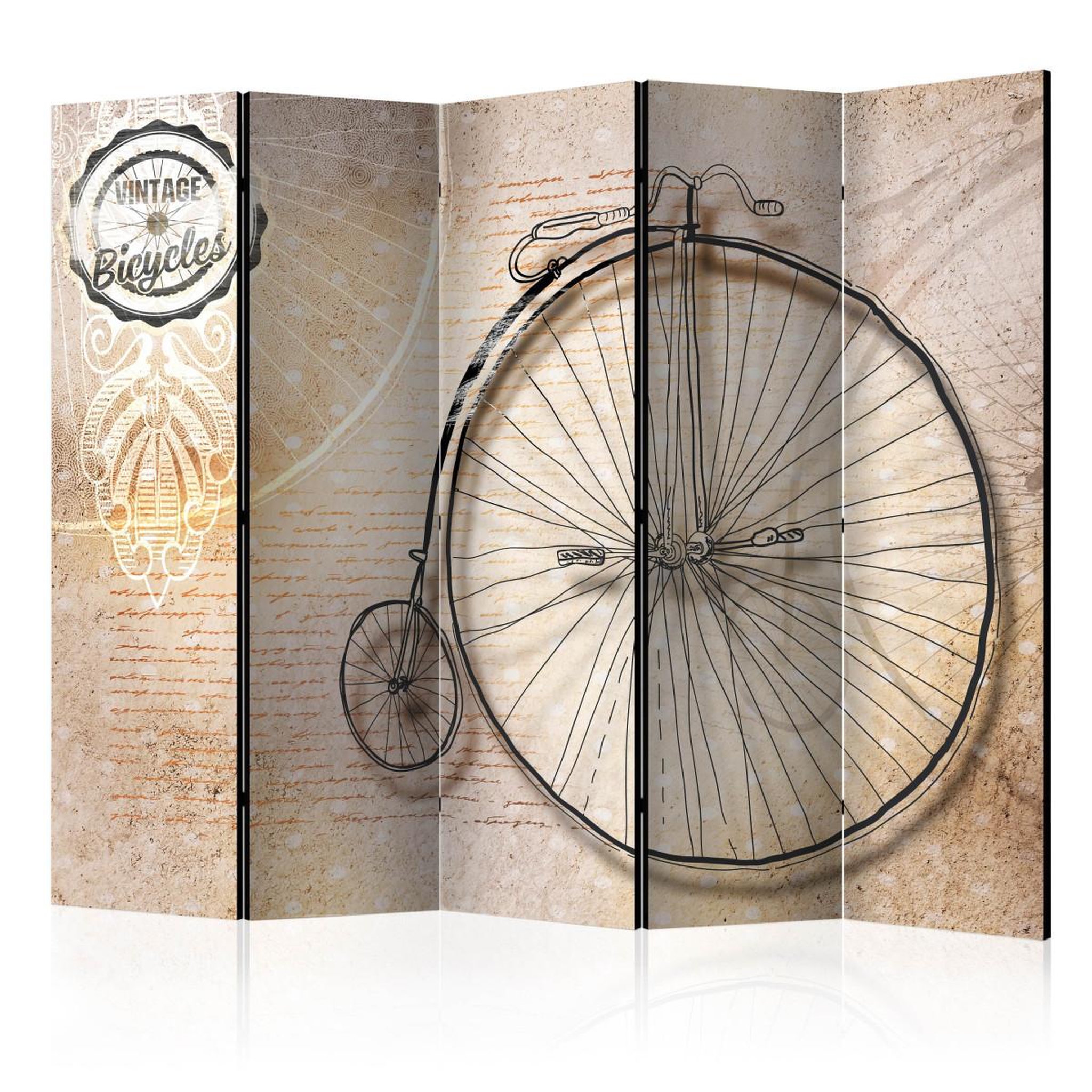 Paris Prix Paravent 5 volets  vintage bicycles sepia  172x225cm