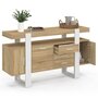 Voir la diapositive 4 : ID MARKET Buffet 140 cm PHOENIX 3 portes et 3 tiroirs bois et blanc