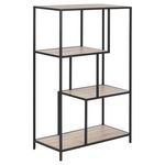 TOILINUX Bibliothèque 3 étagères asymétriques en MDF et métal. Coloris disponibles : Marron