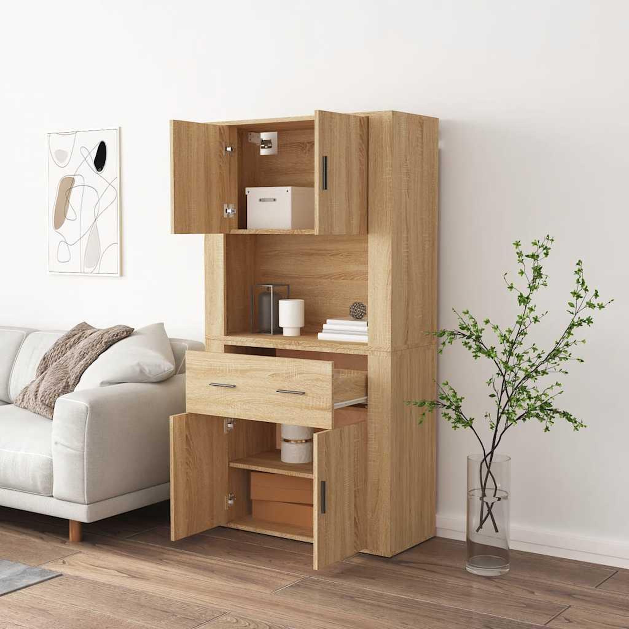 Voir la diapositive 3 : VIDAXL Buffet haut chene sonoma bois d'ingenierie