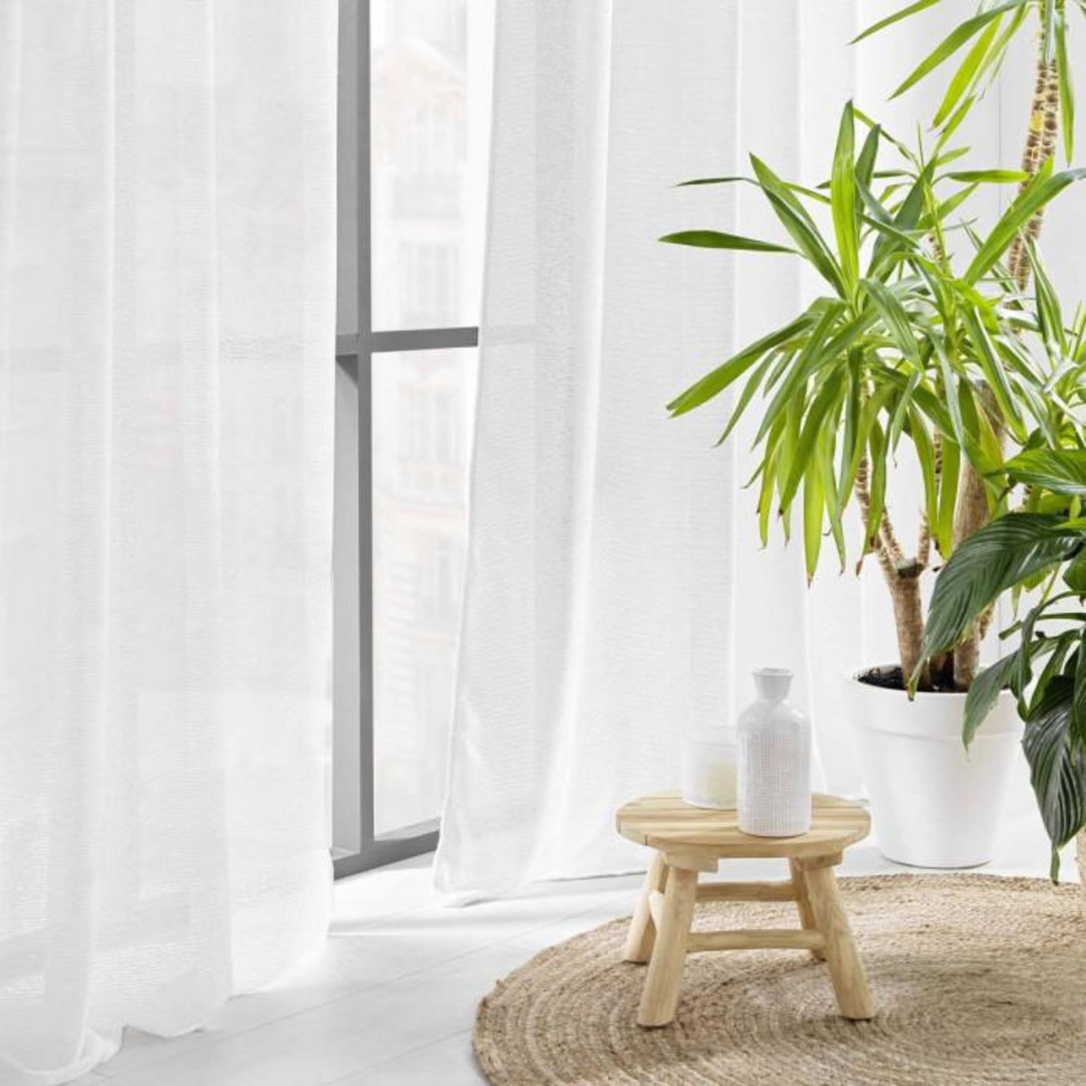 Paris Prix Rideau Voilage à Œillets  Loulaine  140x280cm Blanc