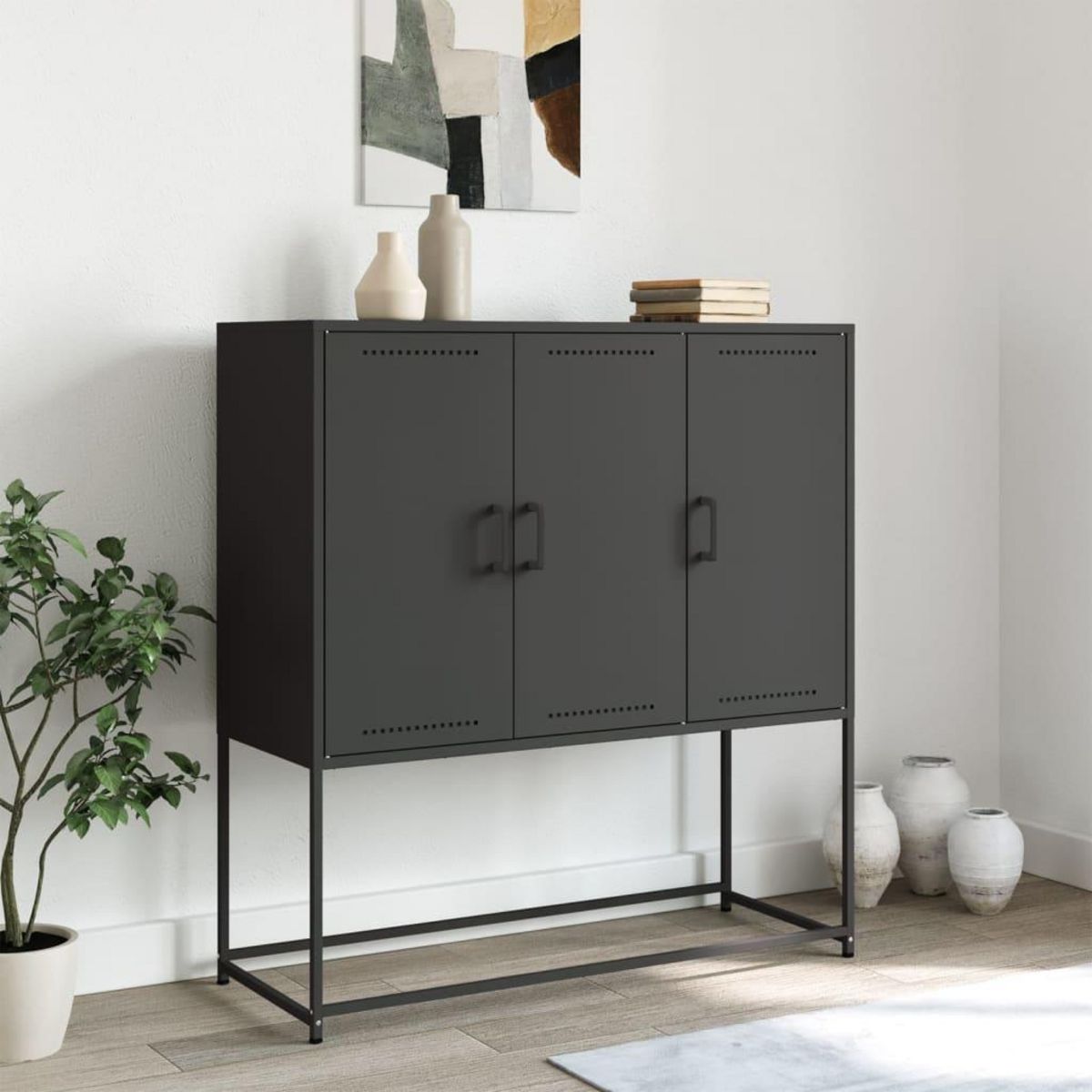 VIDAXL Buffet haut noir 100,5x39x107 cm acier