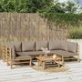 Voir la diapositive 1 : VIDAXL Salon de jardin 7 pcs avec coussins taupe bambou