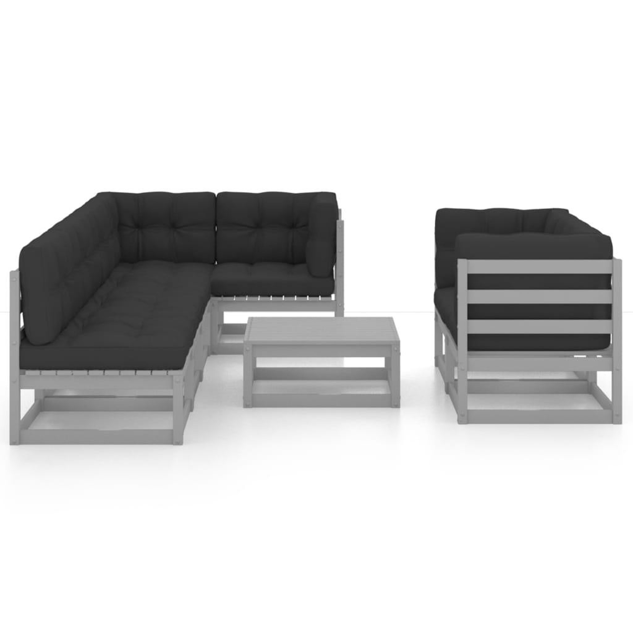 Voir la diapositive 3 : VIDAXL Salon de jardin 8 pcs avec coussins Bois de pin massif