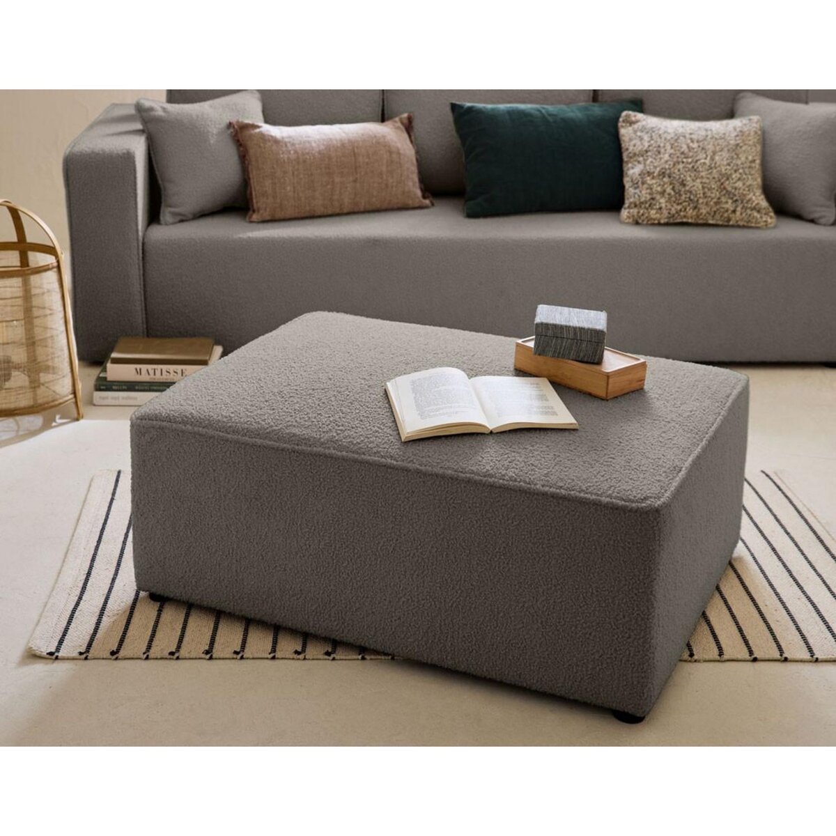 BEST MOBILIER Topaze - pouf - en tissu bouclette