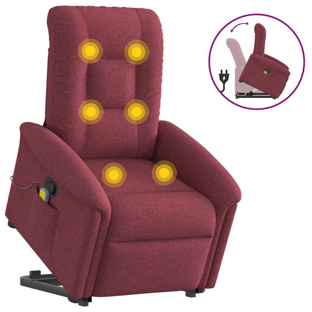 VIDAXL Fauteuil inclinable de massage Rouge bordeaux Tissu