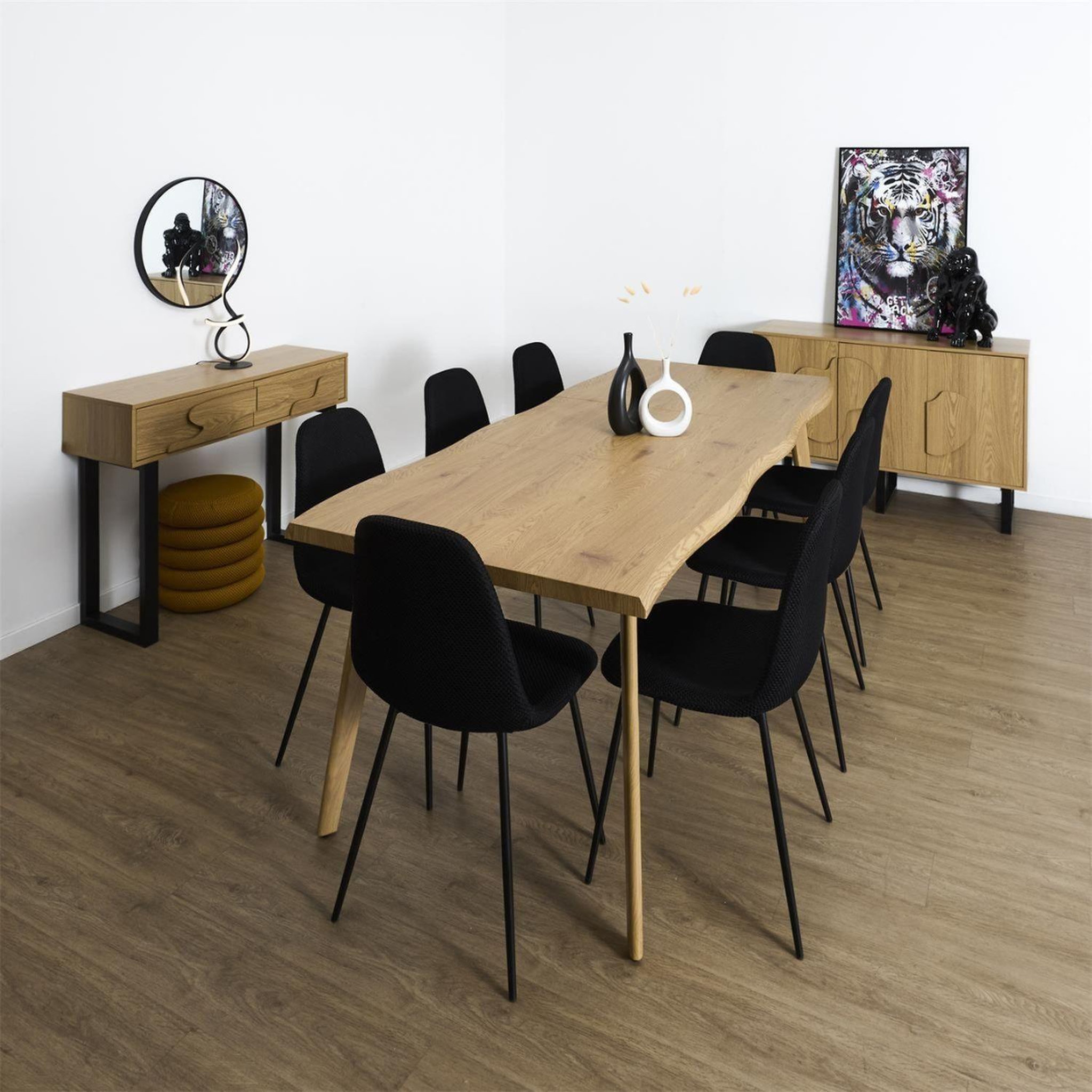 Voir la diapositive 2 : The Home Deco Factory Table extensible avec bords biseautés pour 6 à 8 personnes calypso - beige