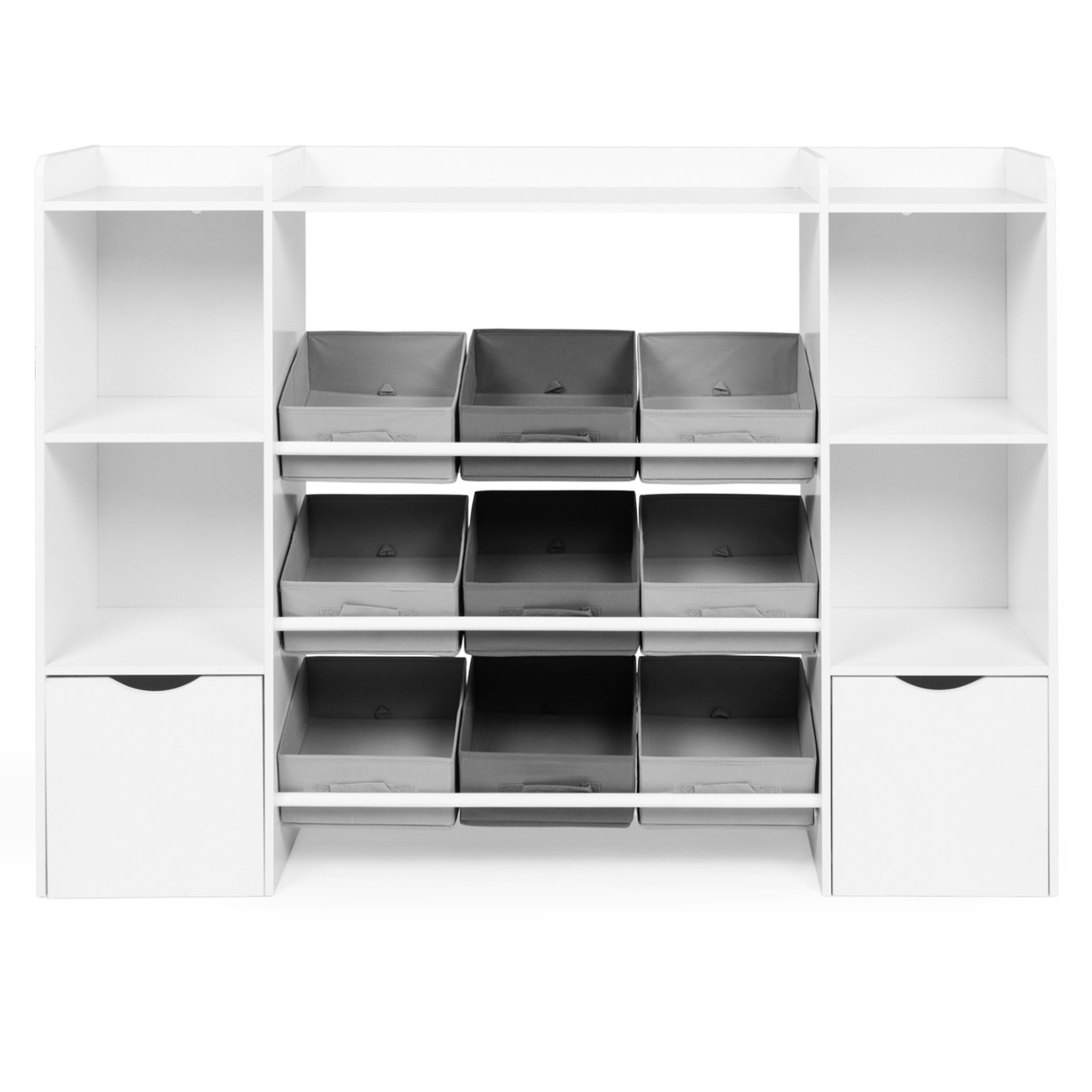 Voir la diapositive 3 : ID MARKET Meuble de rangement enfant mana 7 étagères, 9 bacs en tissu et 2 cubes sur roulettes blanc